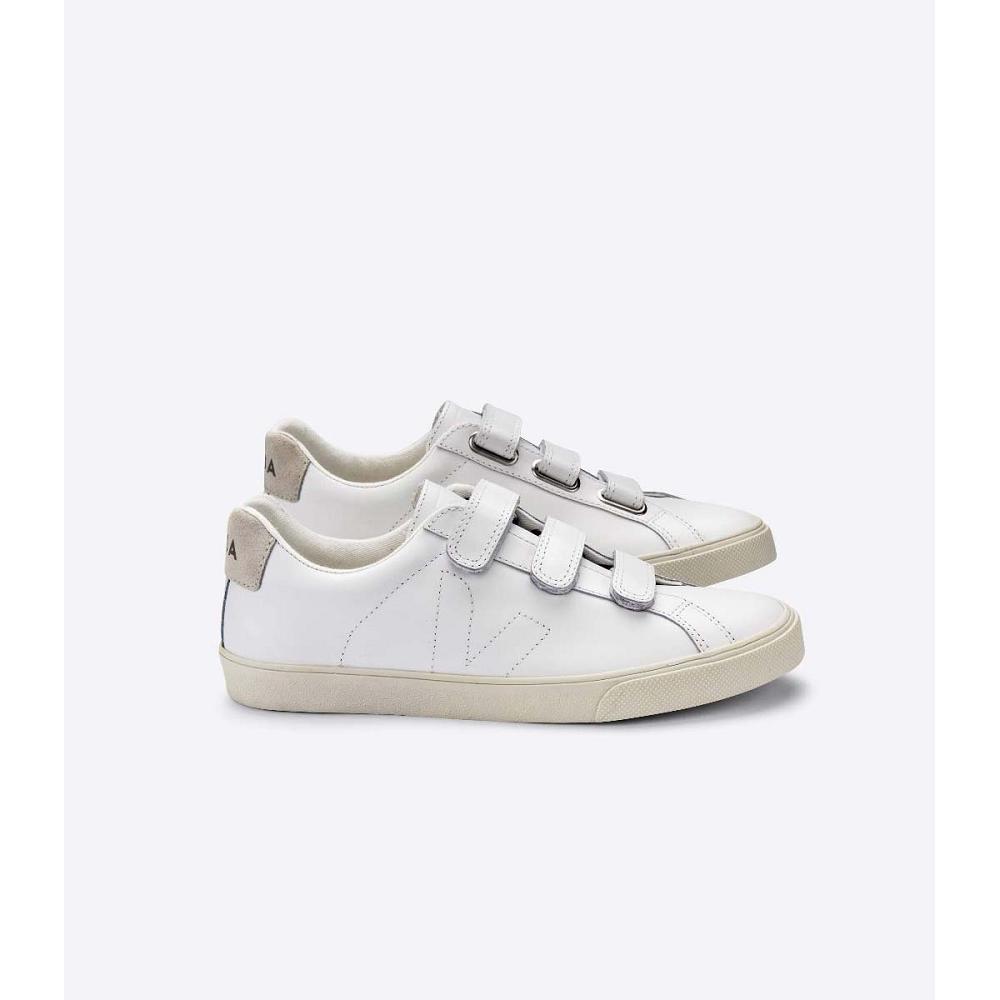 Women\'s Veja 3-LOCK LEATHER Sneakers White | ZA 613BEX